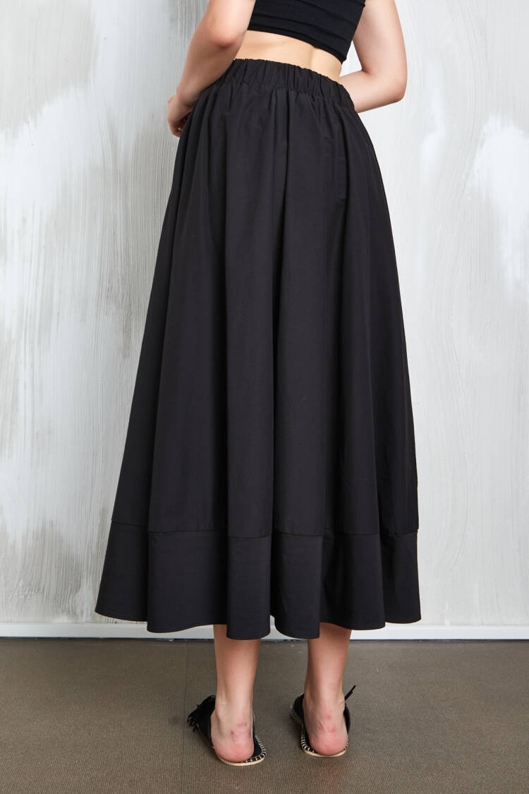 Poplin Long Skirt With Elastic Waist 27321