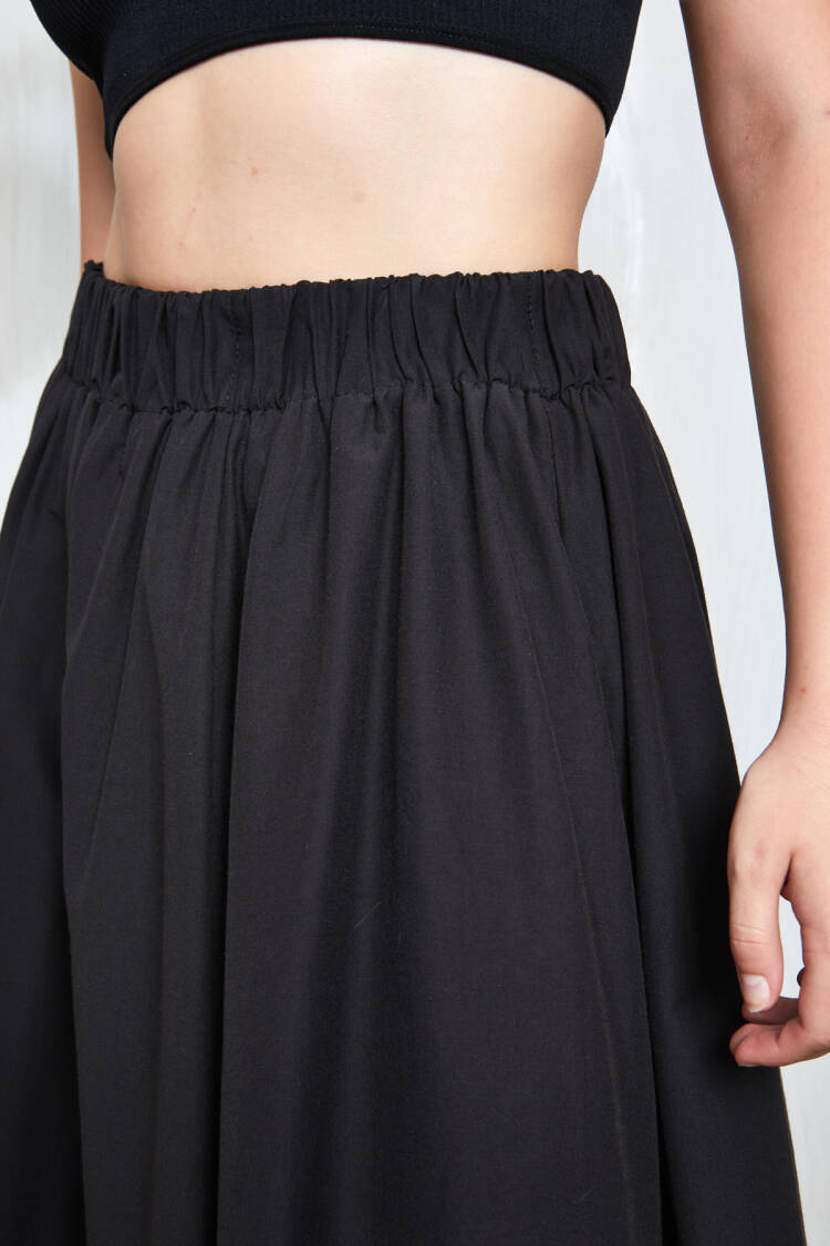 Poplin Long Skirt With Elastic Waist 27321