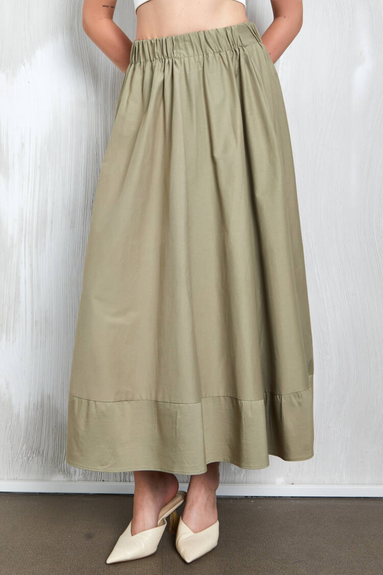 Poplin Long Skirt With Elastic Waist 27321