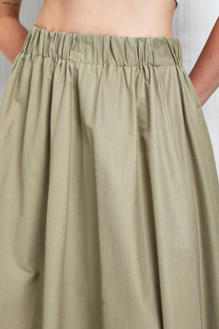 Poplin Long Skirt With Elastic Waist 27321