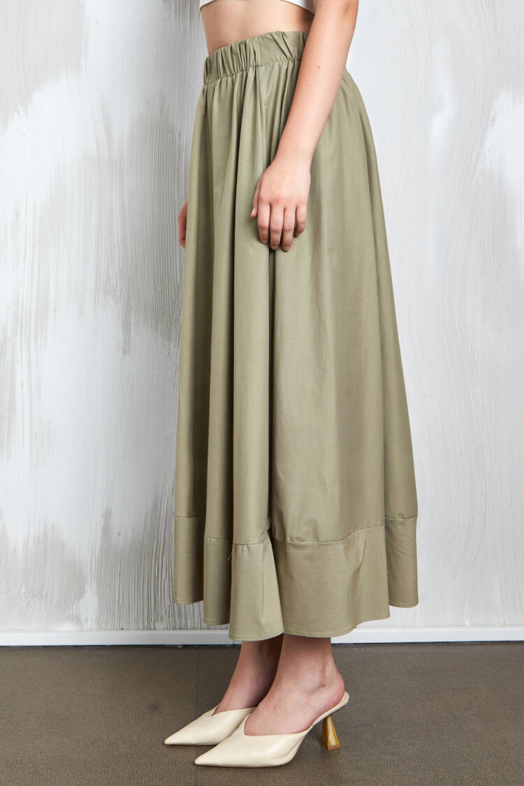 Poplin Long Skirt With Elastic Waist 27321