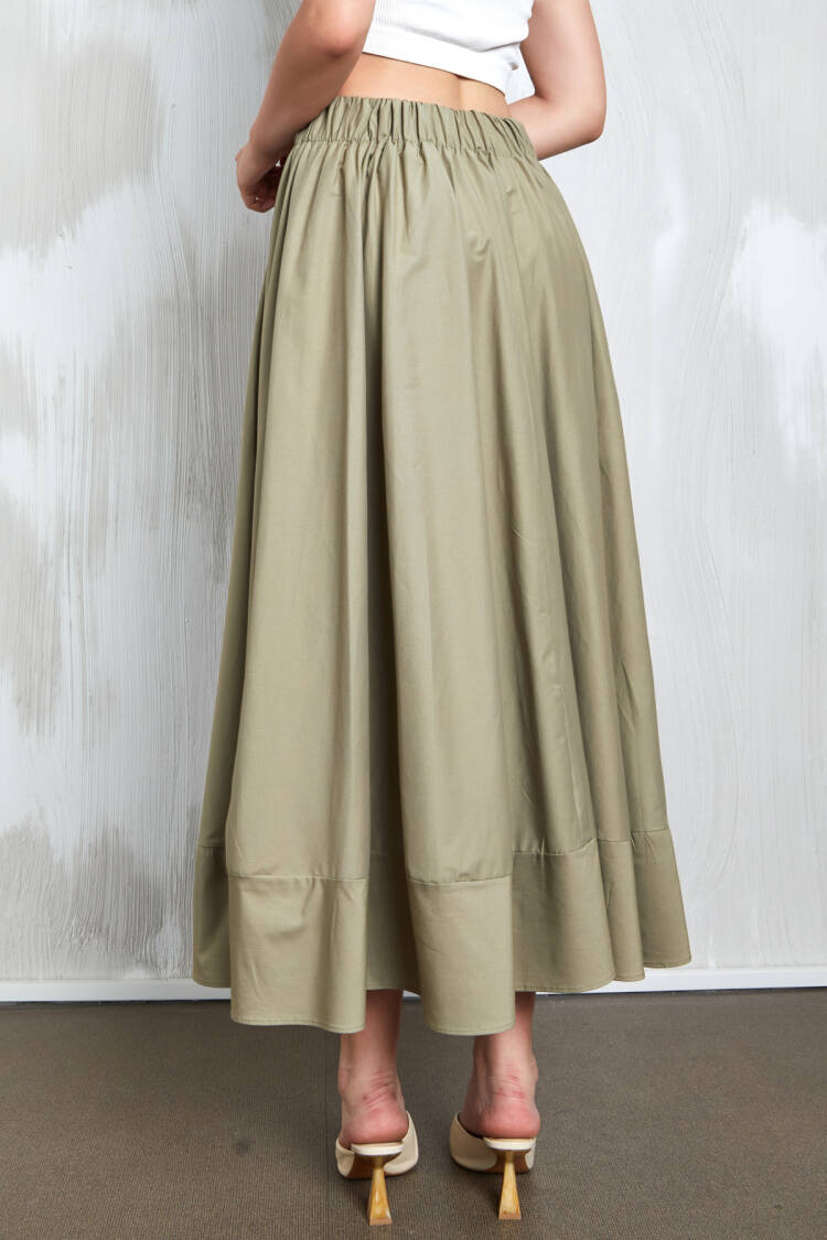 Poplin Long Skirt With Elastic Waist 27321
