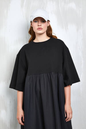 Combed Cotton Bottom Woven Oversize Long Dress 27258 - First Angels - Globality Store - Women Clothes Wholesale Turkey