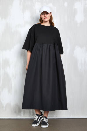 Combed Cotton Bottom Woven Oversize Long Dress 27258 - First Angels - Globality Store - Women Clothes Wholesale Turkey