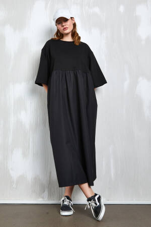 Combed Cotton Bottom Woven Oversize Long Dress 27258 - First Angels - Globality Store - Women Clothes Wholesale Turkey