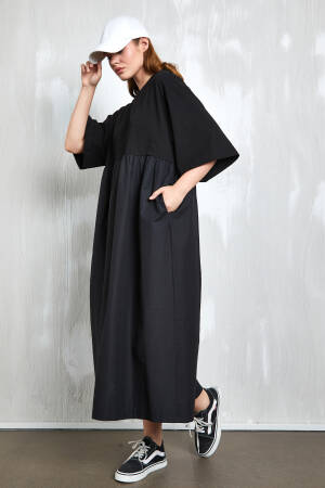 Combed Cotton Bottom Woven Oversize Long Dress 27258 - First Angels - Globality Store - Women Clothes Wholesale Turkey