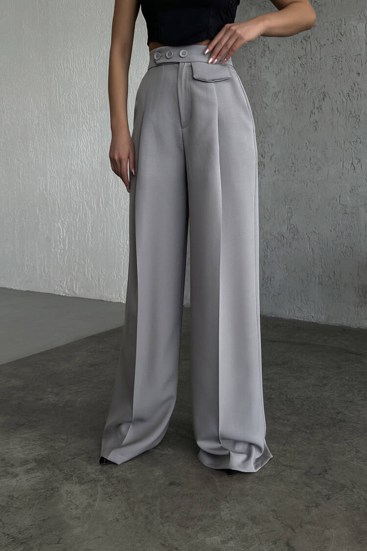 Three Button Detailed Trousers