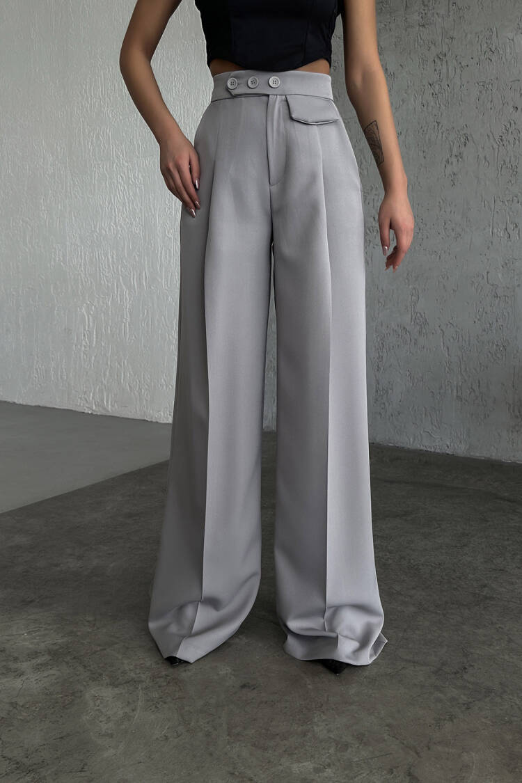 Three Button Detailed Trousers