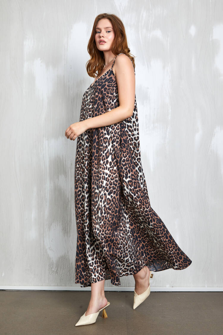Leopard Strap Long Dress