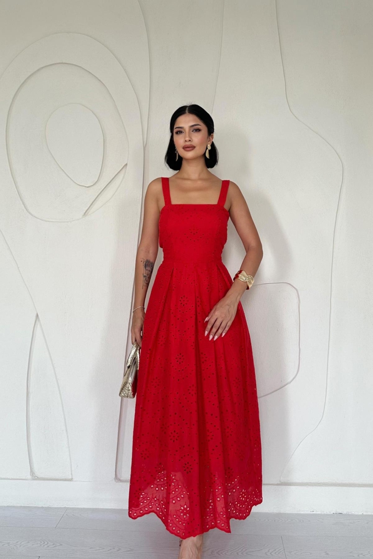 Embroidery Dress With Hangers - Elisa - Globality Store - Women Clothes Wholesale Turkey