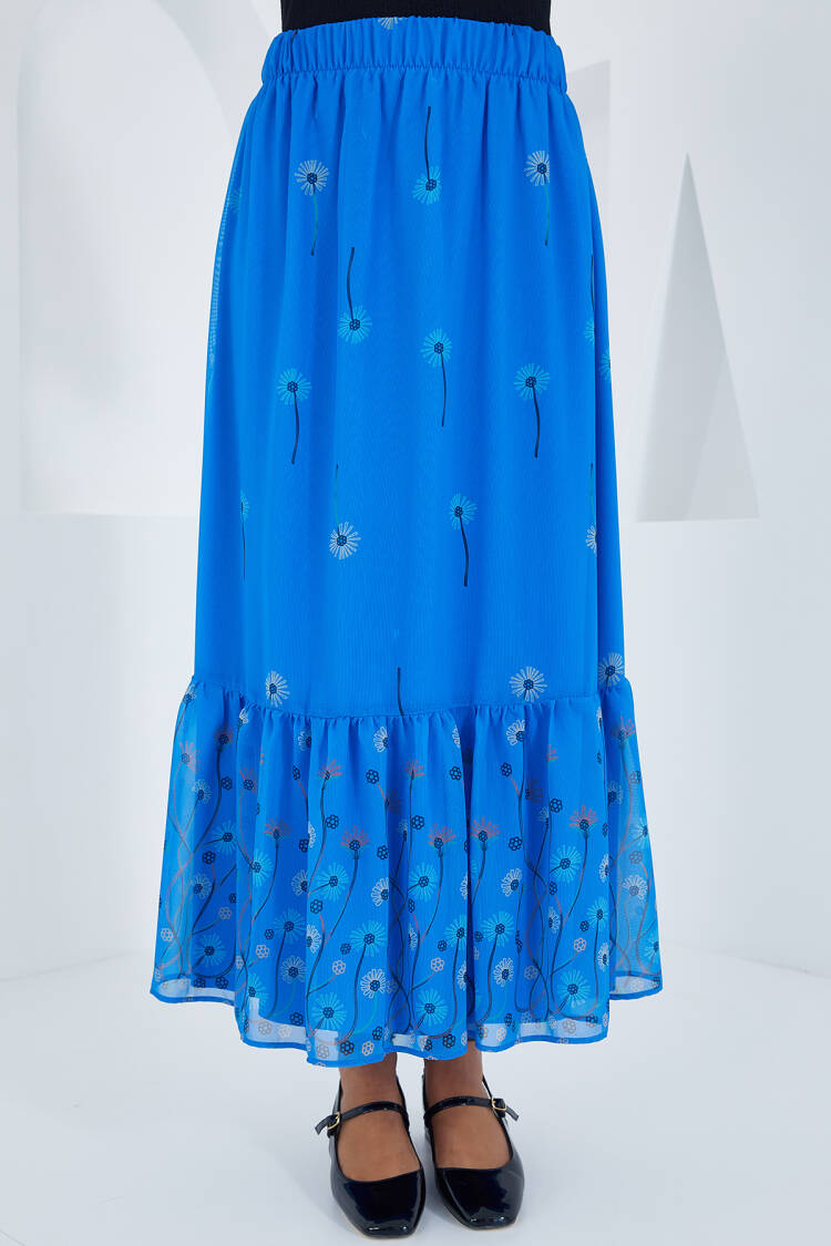 Saks Patterned Chiffon Skirt 8010