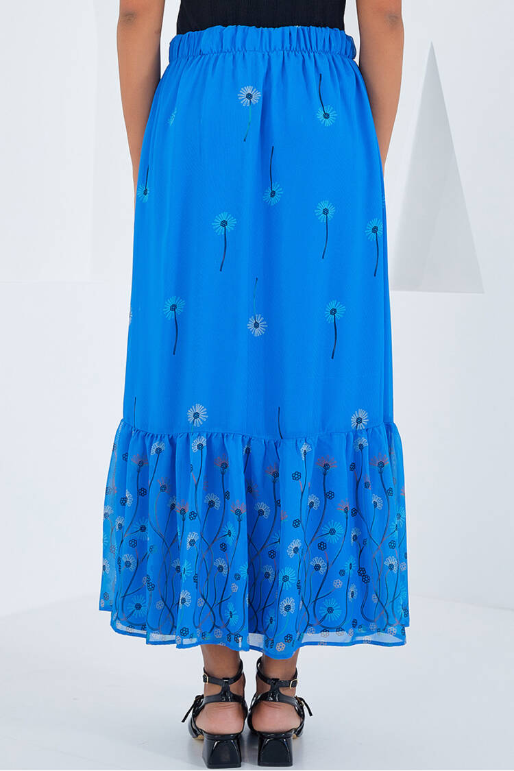 Saks Patterned Chiffon Skirt 8010 - Bigdart - Globality Store - Women Clothes Wholesale Turkey