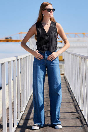 Striped Woven Vest - Bigdart - Globality Store - Women Clothes Wholesale Turkey