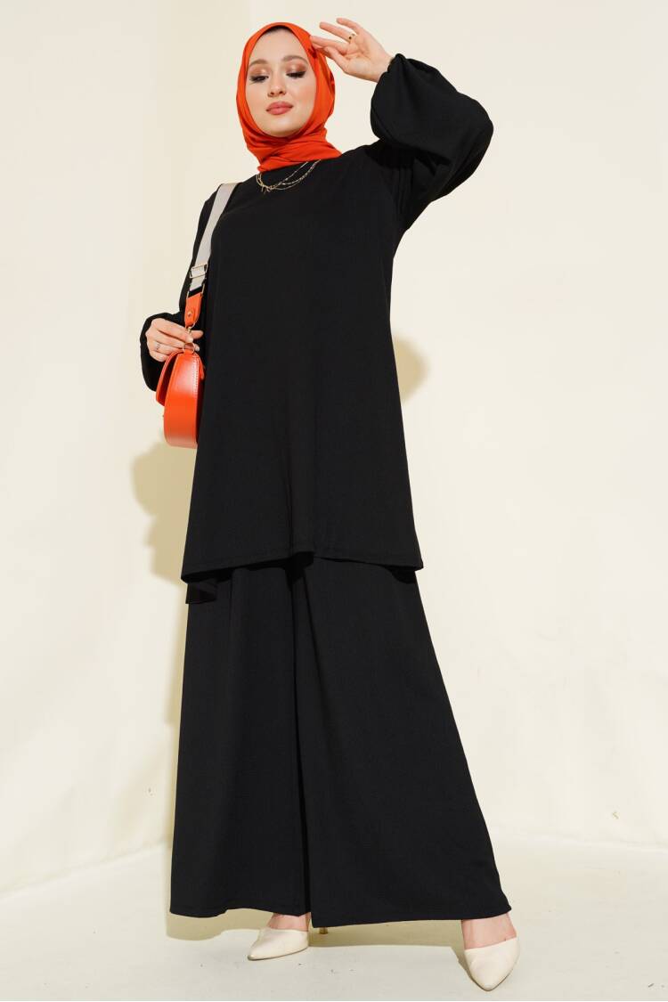 Black Tunic Trousers Bottom Top Set 6663 - Bigdart - Globality Store - Women Clothes Wholesale Turkey