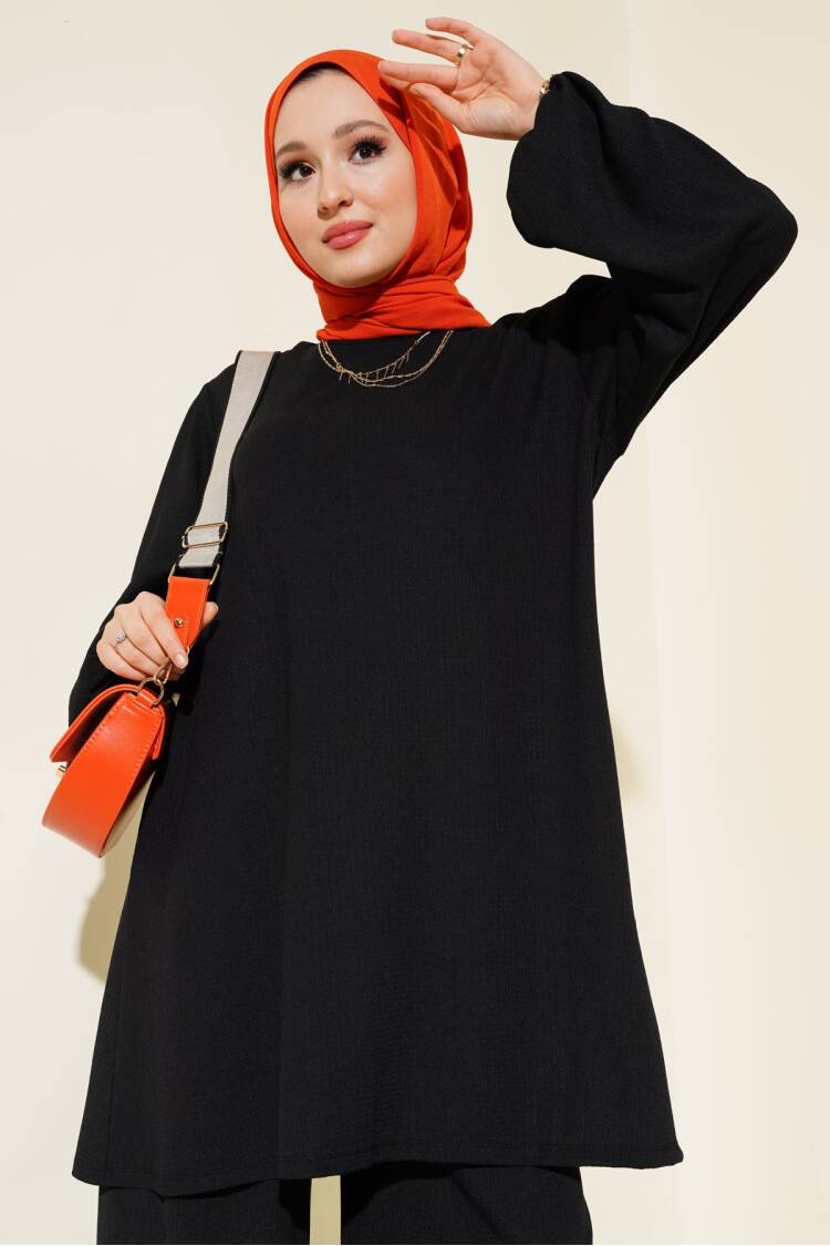 Black Tunic Trousers Bottom Top Set 6663