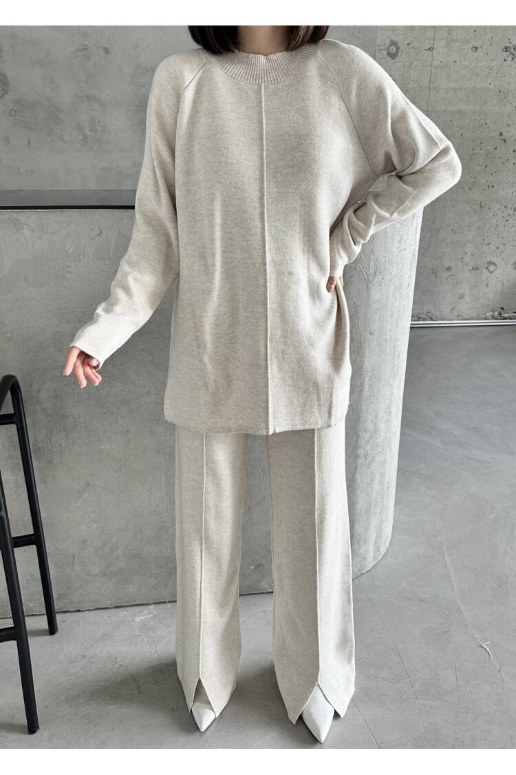 Slit And Ribbed Suit - My Fashion - Globality Store - Women Clothes Wholesale Turkey
