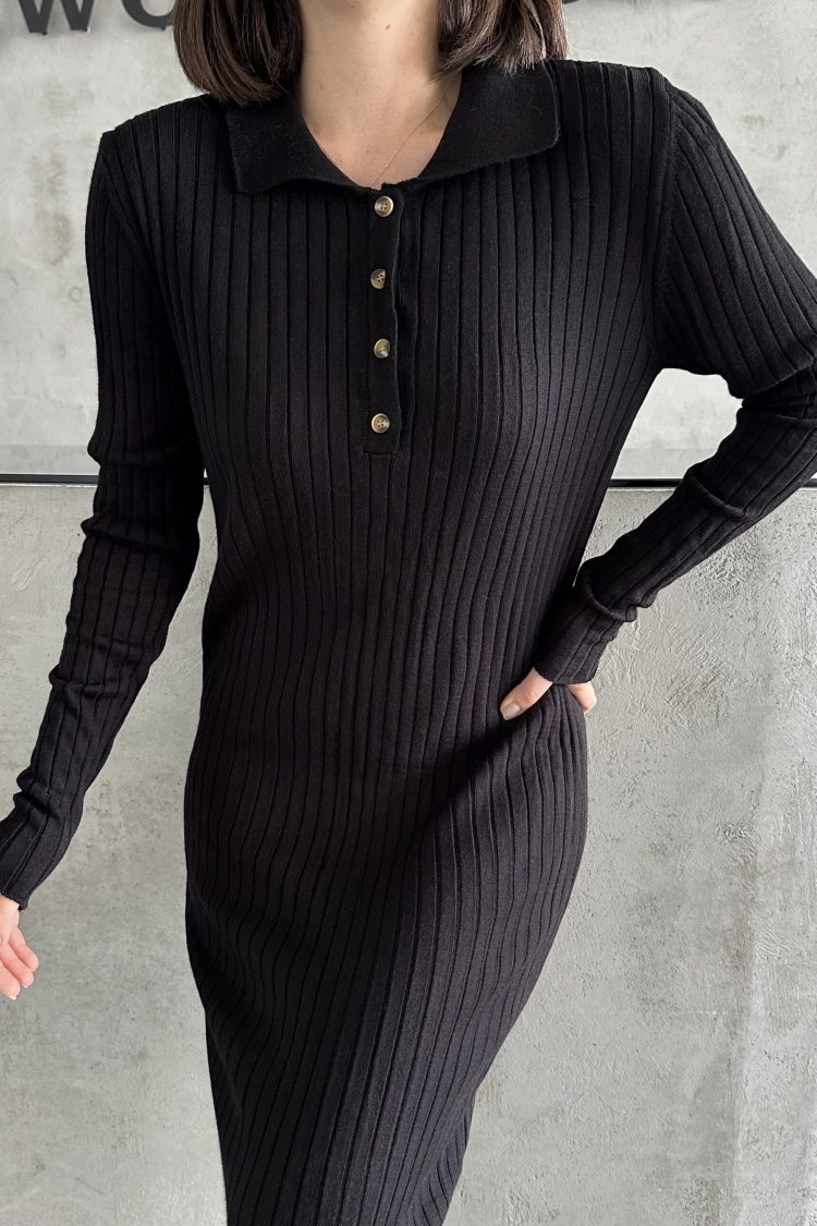 Polo Collar Buttoned Dress - My Fashion - Globality Store - Women Clothes Wholesale Turkey