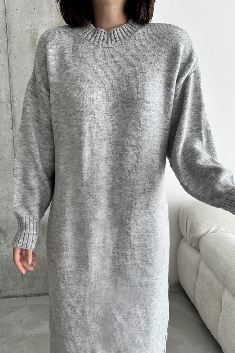 Crew Neck Silk Dress