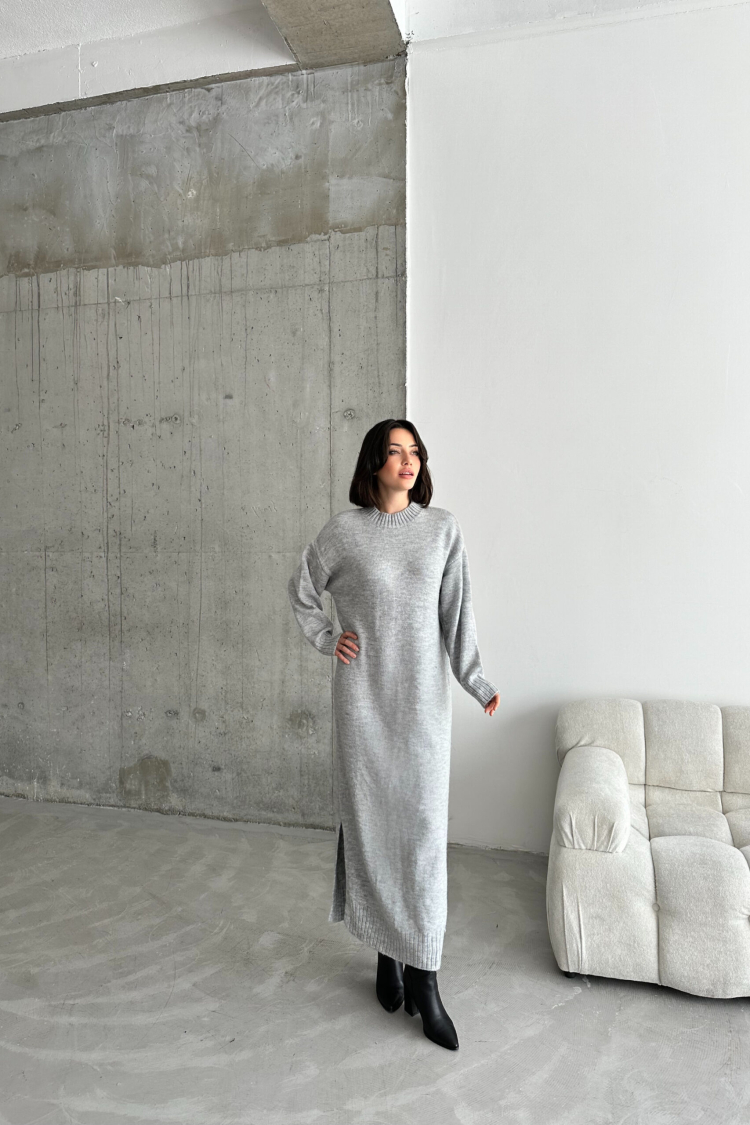 Crew Neck Silk Dress