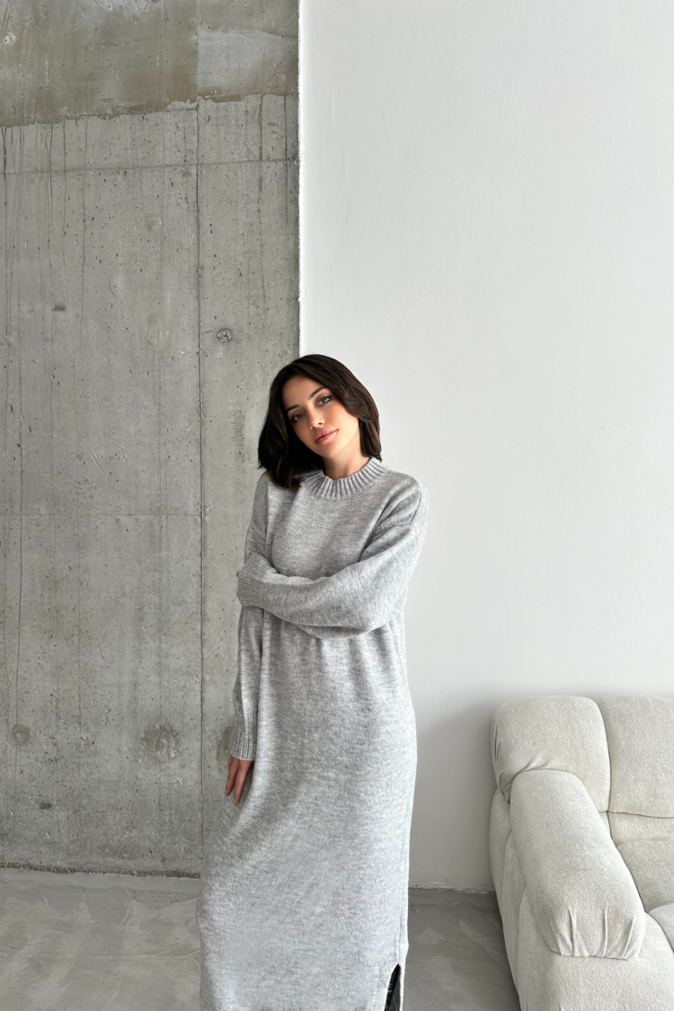 Crew Neck Silk Dress
