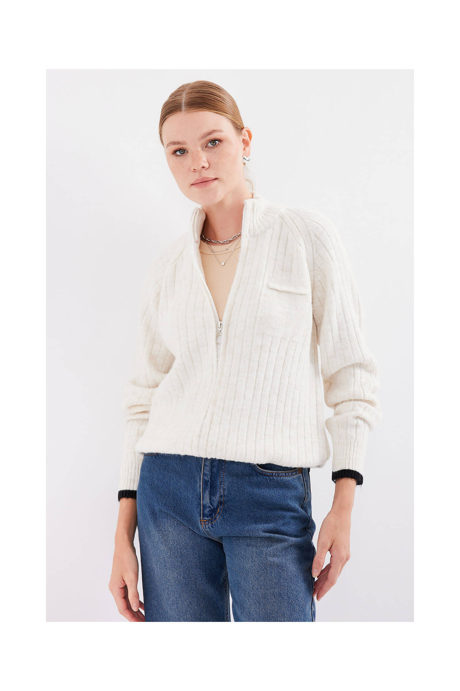 Zippered Knitwear Cardigan - Brand: Bigdart - Women's Clothing Wholesale - Globality Store