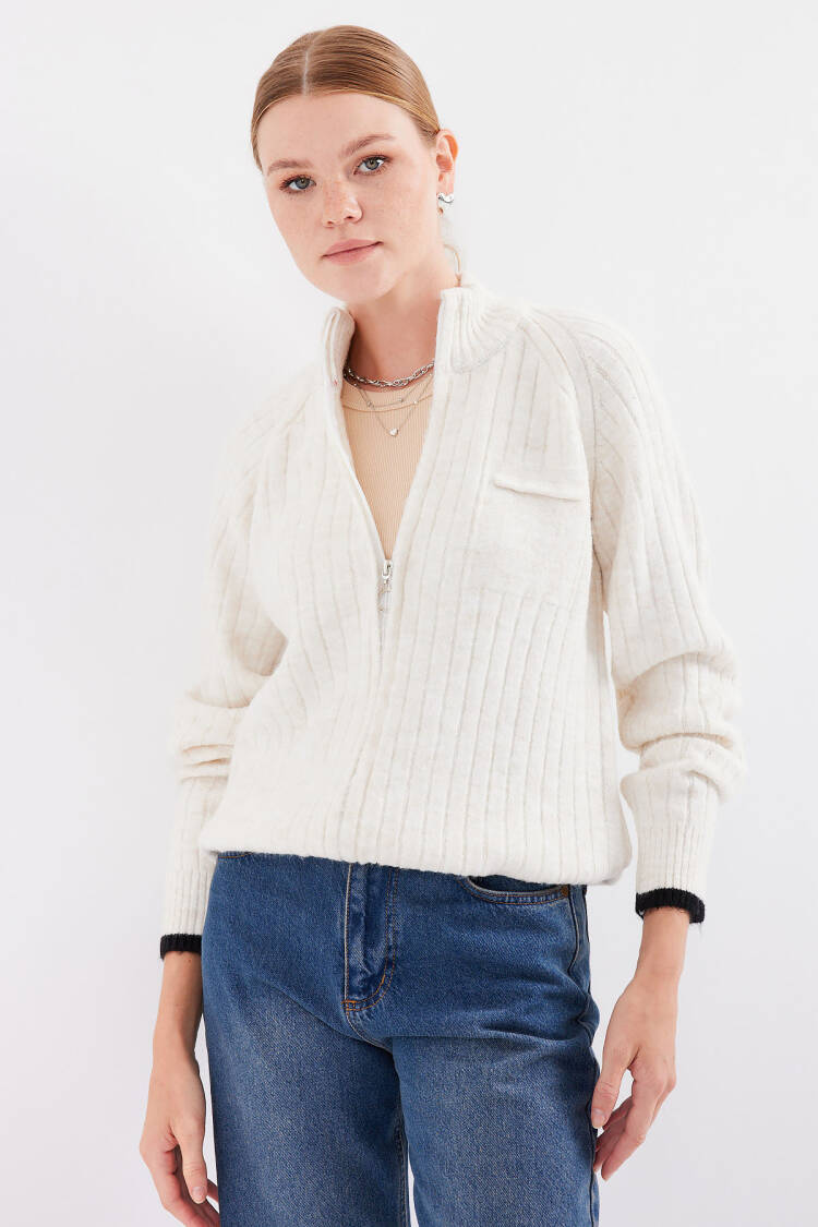 Zippered Knitwear Cardigan - Brand: Bigdart - Women's Clothing Wholesale - Globality Store