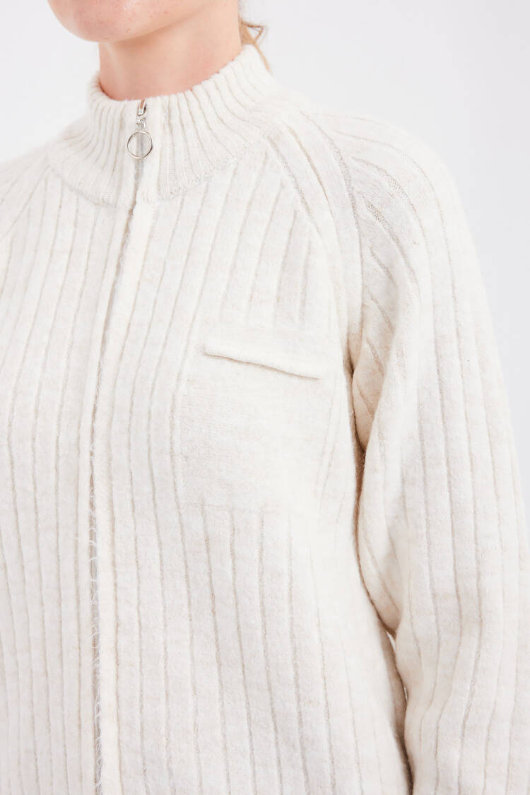 Zippered Knitwear Cardigan