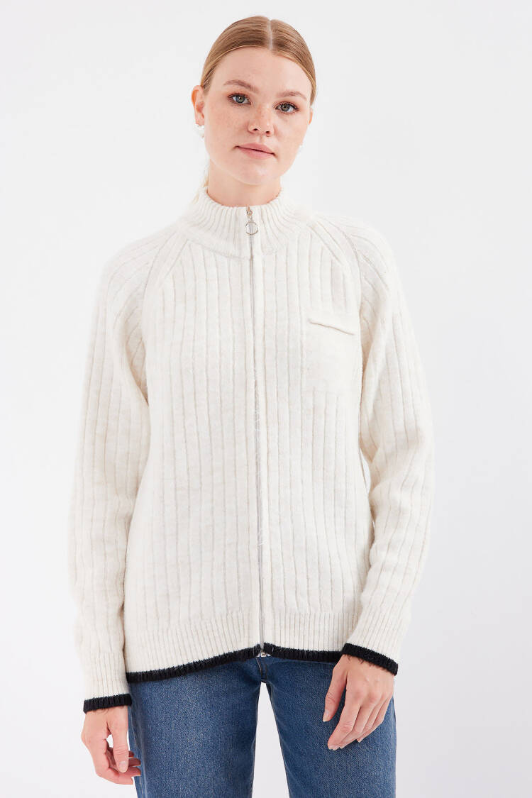 Zippered Knitwear Cardigan