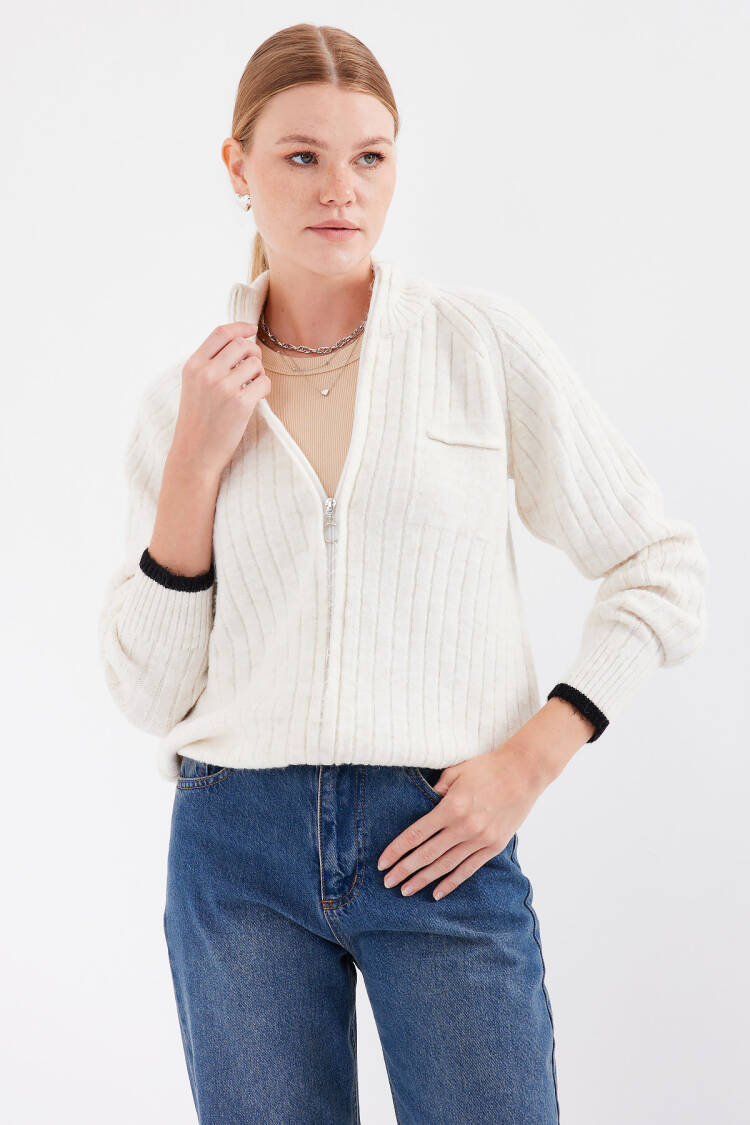 Zippered Knitwear Cardigan
