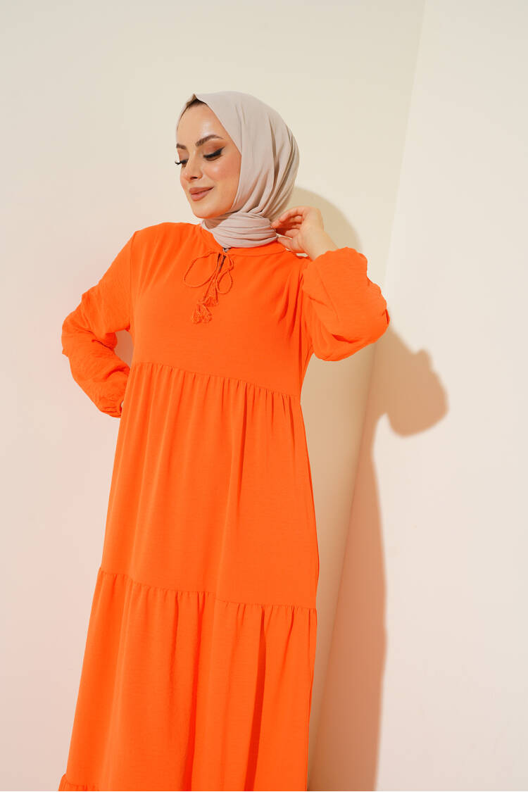 Lace-up Hijab Dress - Oranje