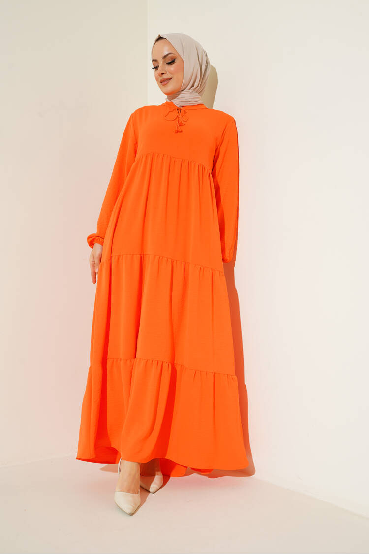 Lace-up Hijab Dress - Oranje