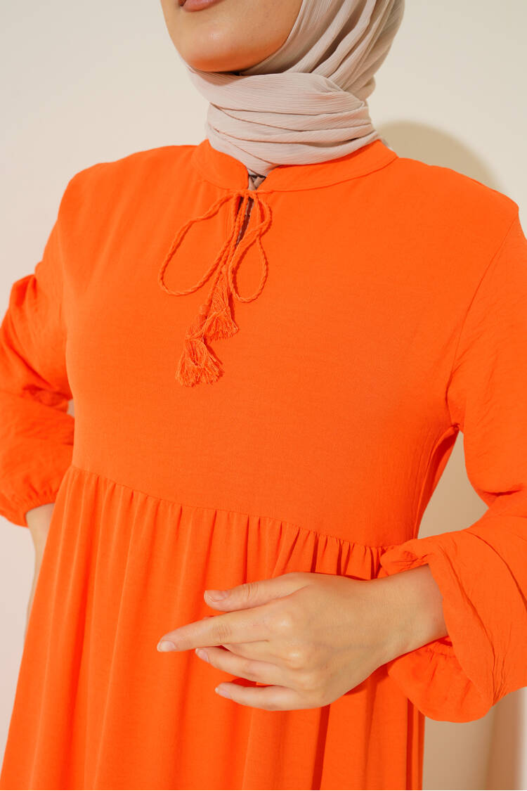 Lace-up Hijab Dress - Oranje