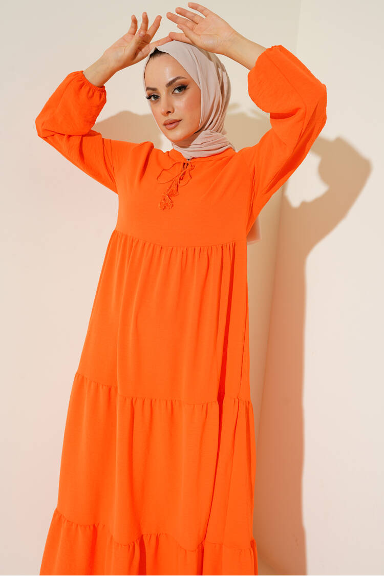 Lace-up Hijab Dress - Oranje