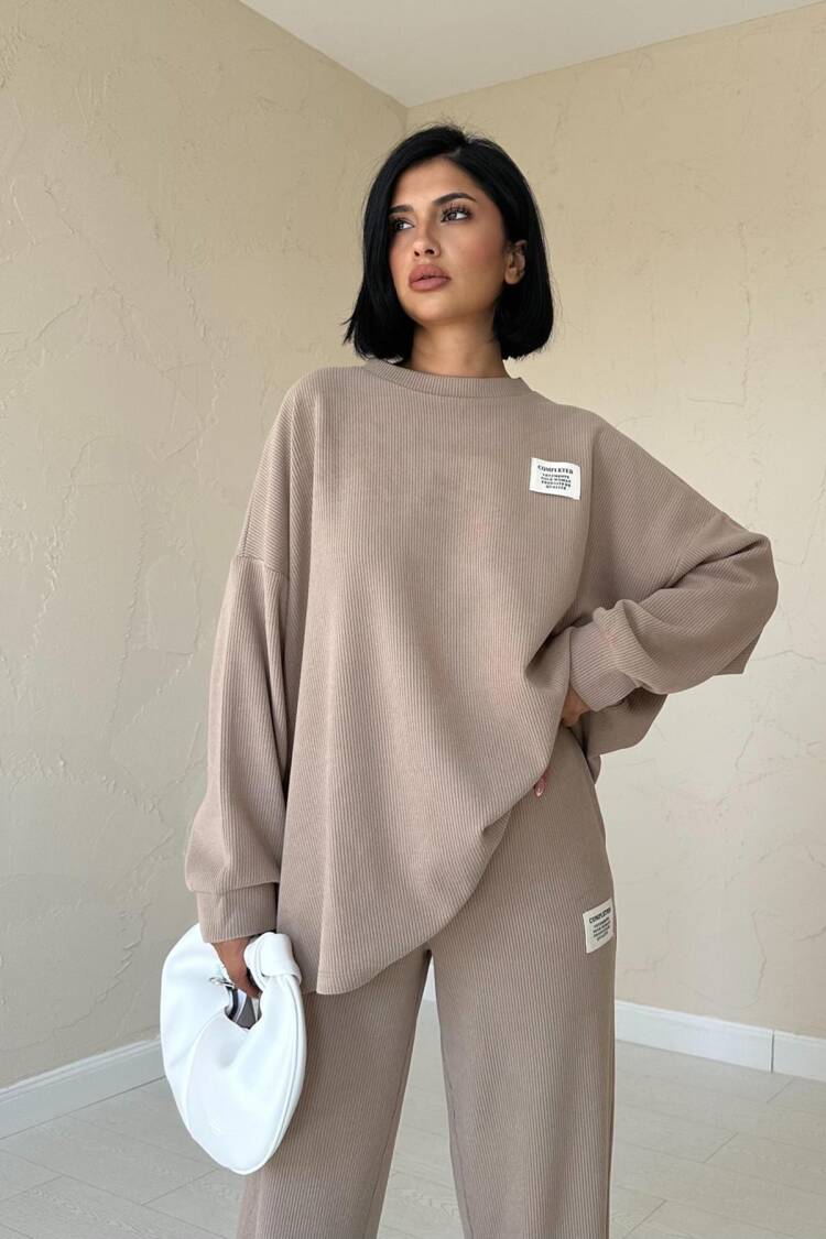 Classic Corduroy Sweater And Trouser Set - Elisa - Globality Store - Women Clothes Wholesale Turkey