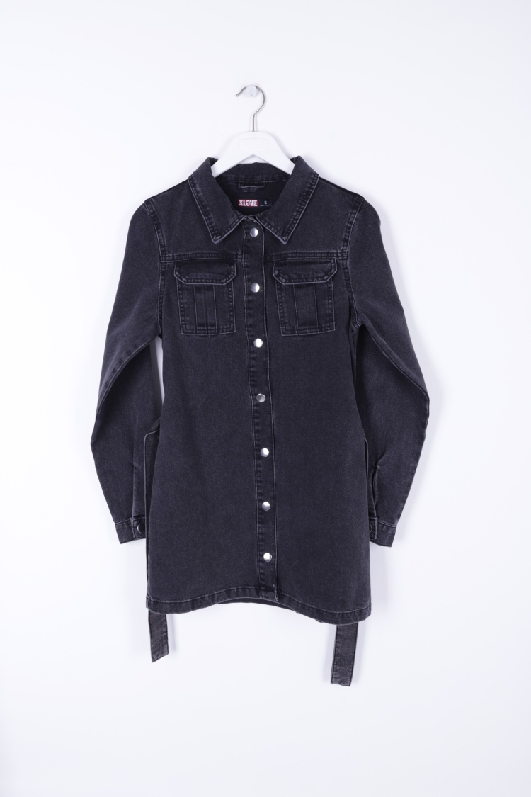 Belted Snap Denim Dress - XLove - Globality Store - Women Clothes Wholesale Turkey
