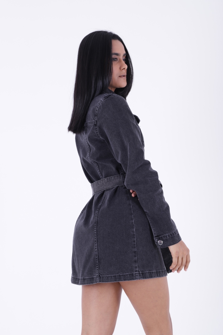 Belted Snap Denim Dress