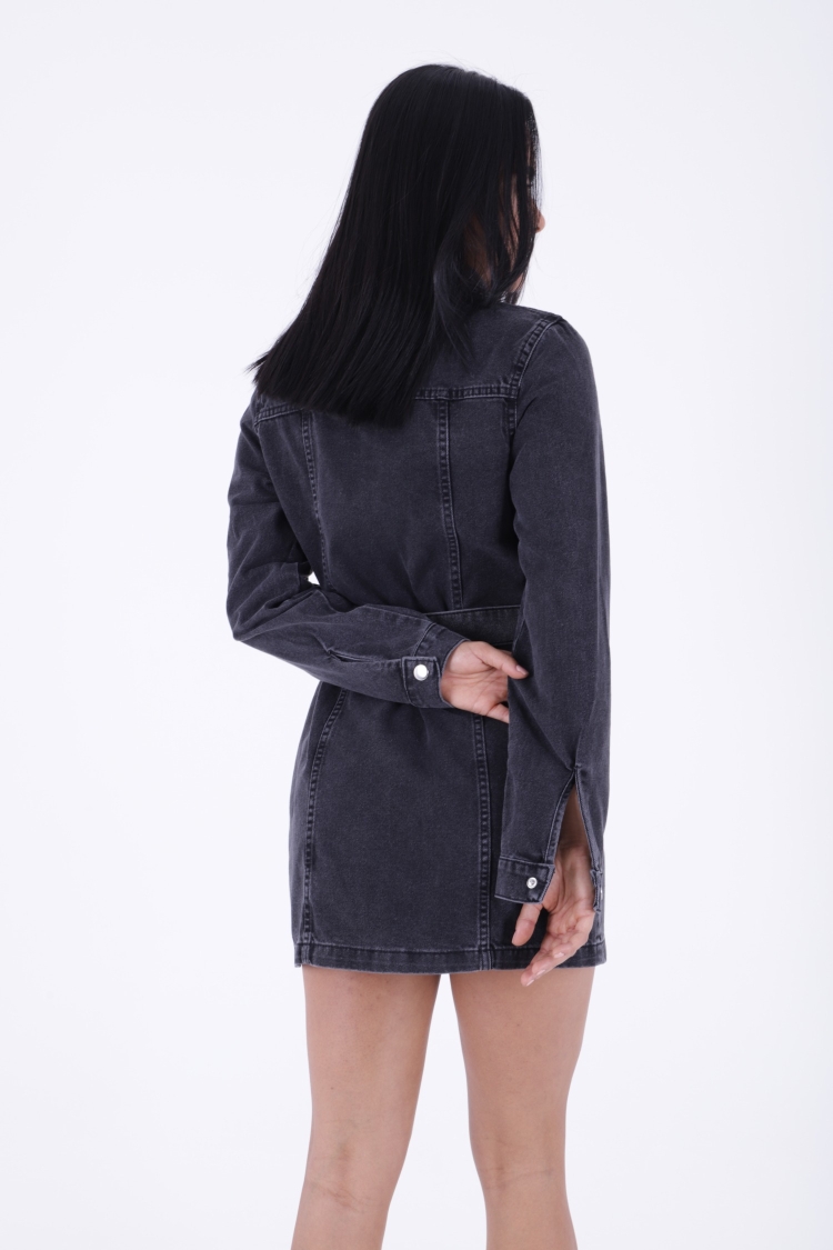 Belted Snap Denim Dress