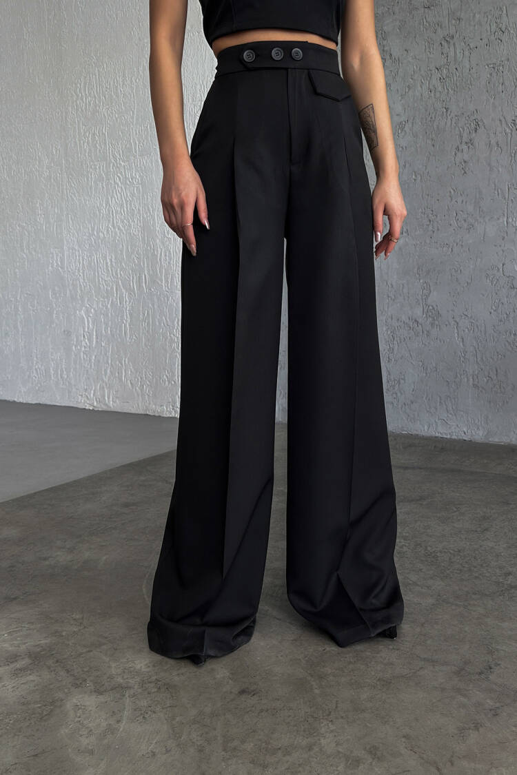 Three Button Detailed Trousers