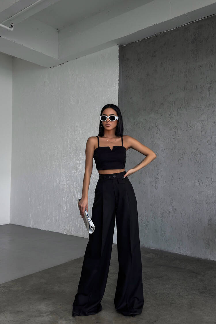 Three Button Detailed Trousers