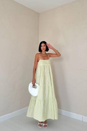Strappy Striped Muslin Dress - Elisa - Globality Store - Women Clothes Wholesale Turkey