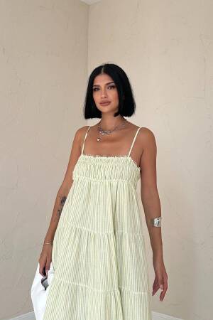 Strappy Striped Muslin Dress - Elisa - Globality Store - Women Clothes Wholesale Turkey