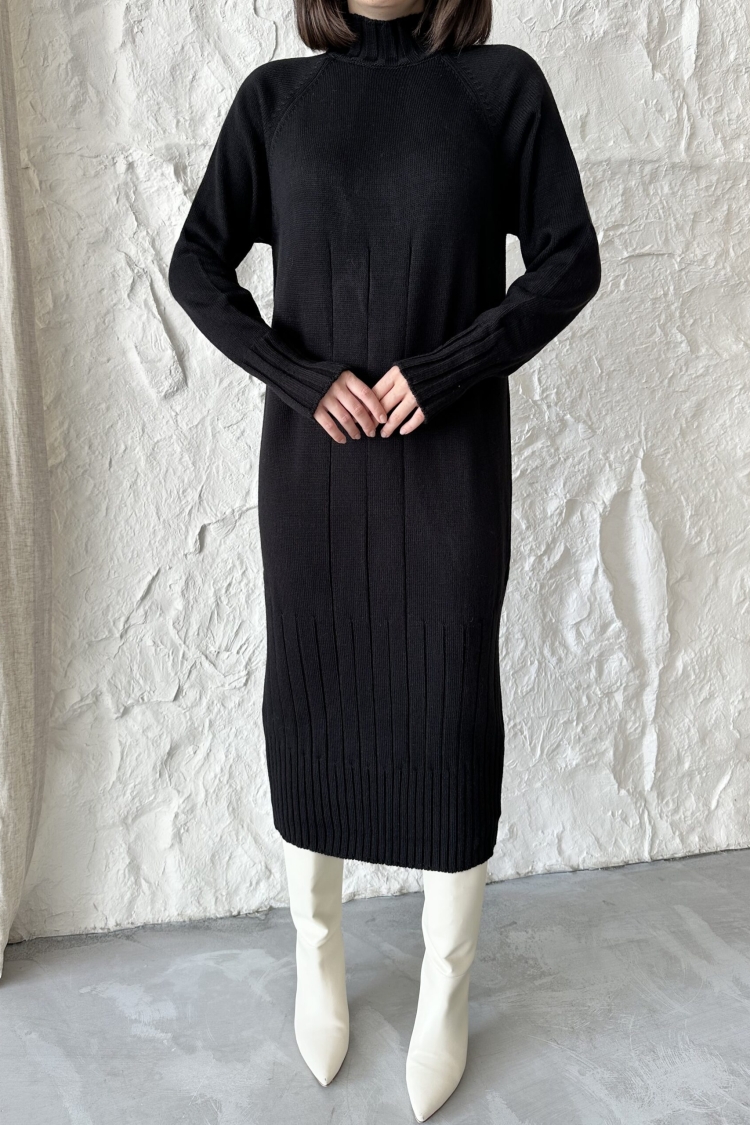 Mixed Ribbed Dress - My Fashion - Globality Store - Women Clothes Wholesale Turkey
