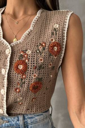 Embroidered Vest - Topshow - Globality Store - Women Clothes Wholesale Turkey