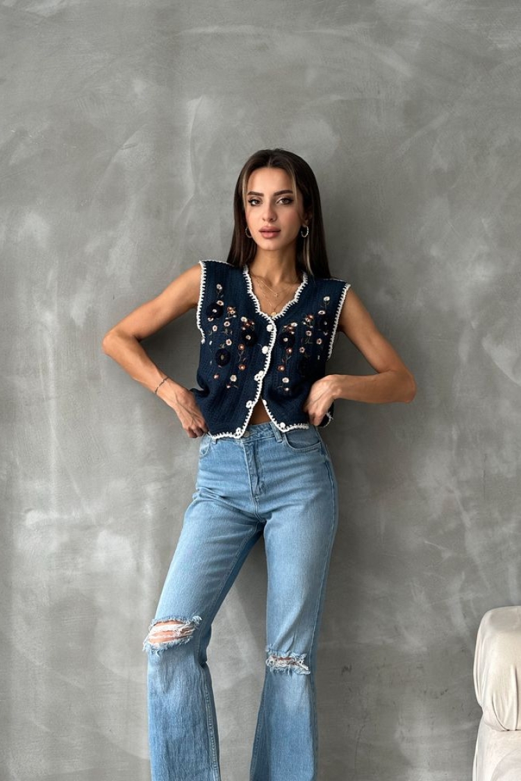 Embroidered Vest - Topshow - Globality Store - Women Clothes Wholesale Turkey