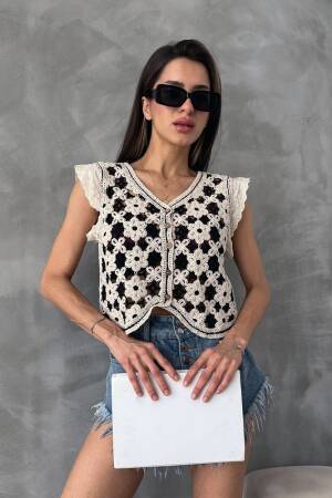 Stone Black Buttoned Vest - Topshow - Globality Store - Women Clothes Wholesale Turkey
