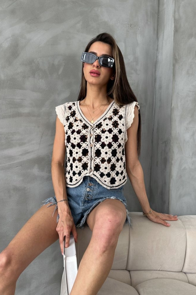 Stone Black Buttoned Vest