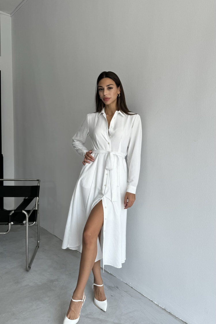 Midi Length Shirt Dress - Cream Rouge - Globality Store - Women Clothes Wholesale Turkey