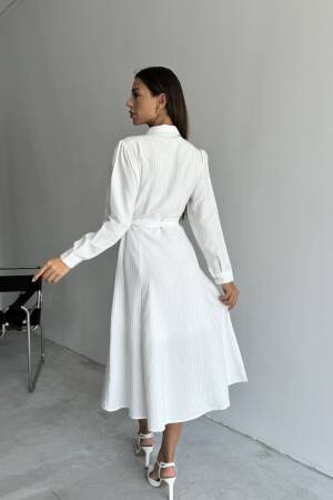 Midi Length Shirt Dress - Cream Rouge - Globality Store - Women Clothes Wholesale Turkey