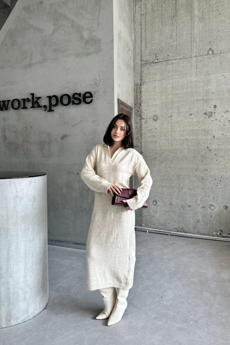 Polo Collar Raised Dress