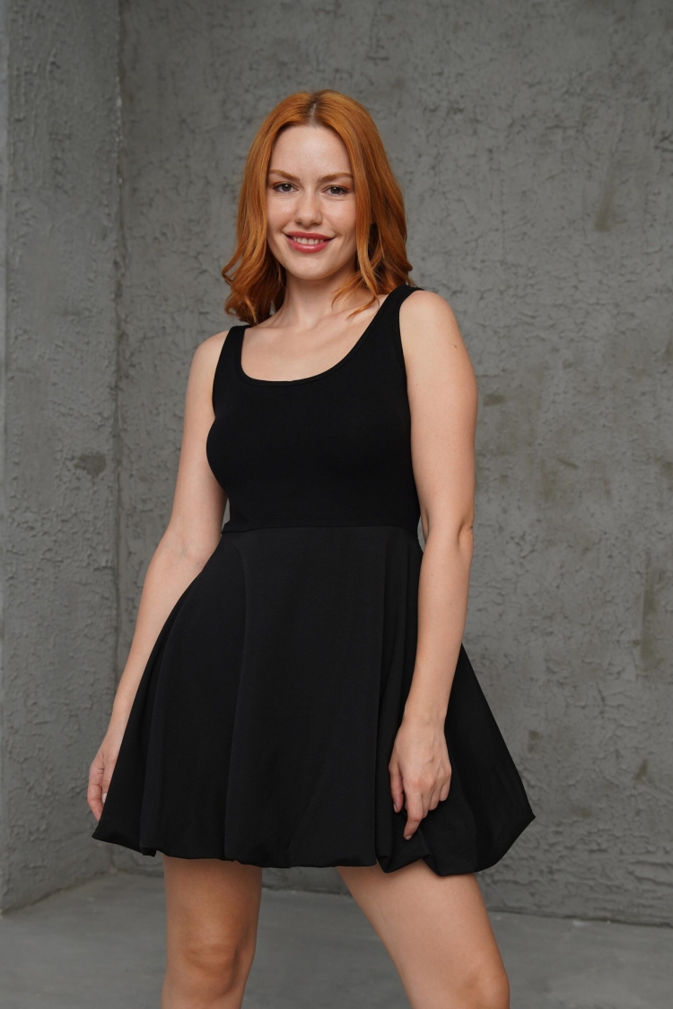 Balloon Skirt Wholesale Black Mini Dress